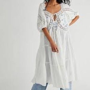 Free people Delilah embroidered maxi top, size large.
